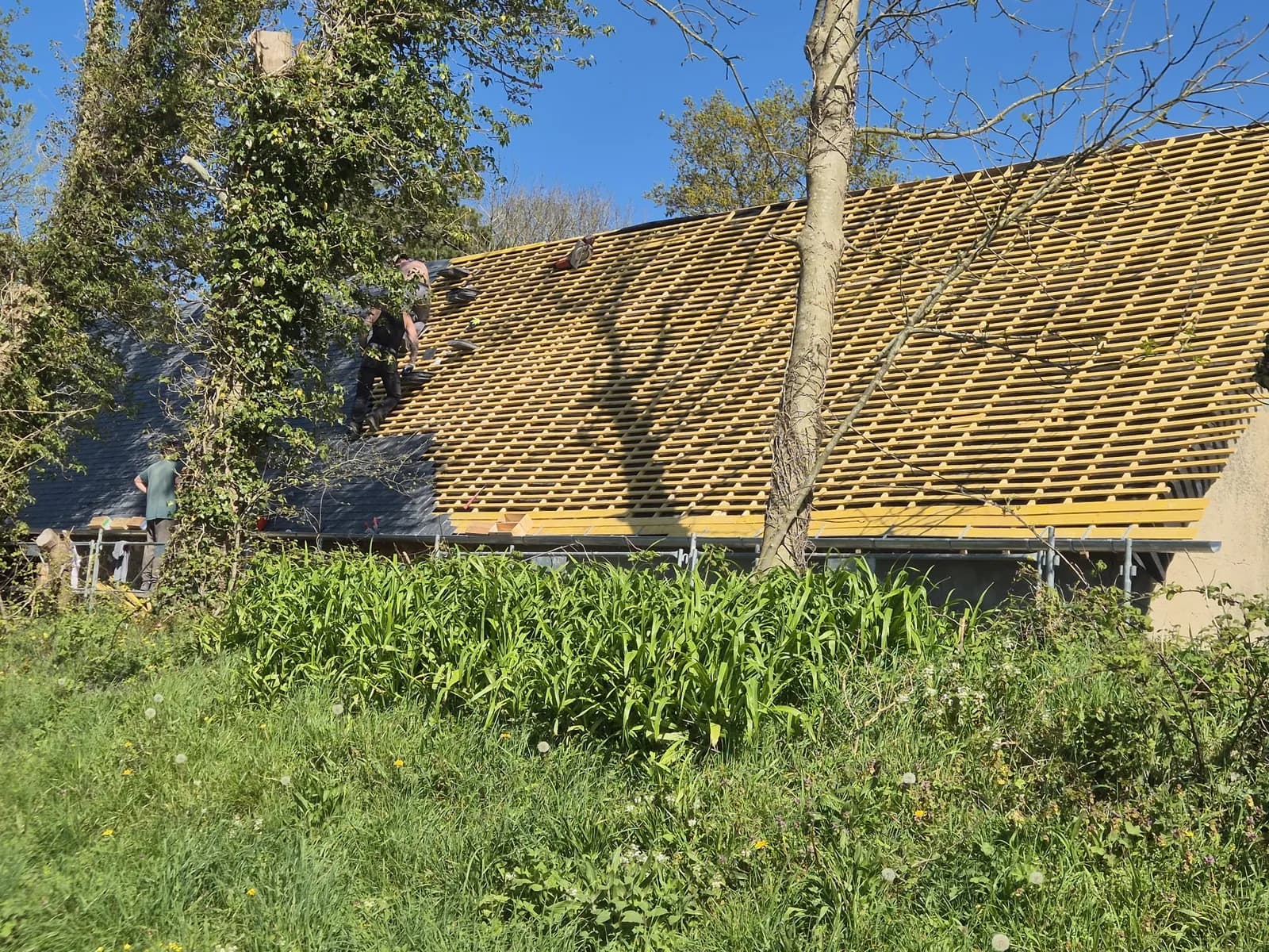 Toiture ancienne déposée avant rénovation dans l'Oise